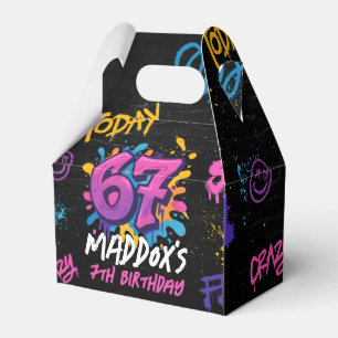 Neon Graffiti 6 7 Meme Trend Sechs Sieben Geburtst Geschenkschachtel