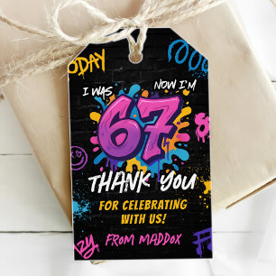 Neon-Graffiti 6 7 Meme-Trend Six Seven Geburtstag Geschenkanhänger