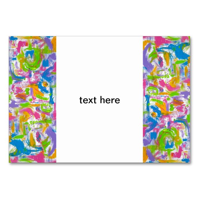 Neon Graffiti Abstrakt Art Brushstrokes Tischnummer (Vorderseite)