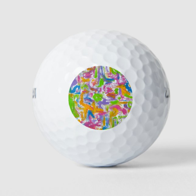 Neon Graffiti Abstrakte Pinselstriche Golfball (Vorderseite)