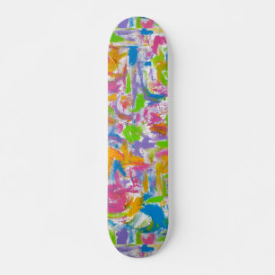 Neon Graffiti Abstrakte Pinselstriche Skateboard