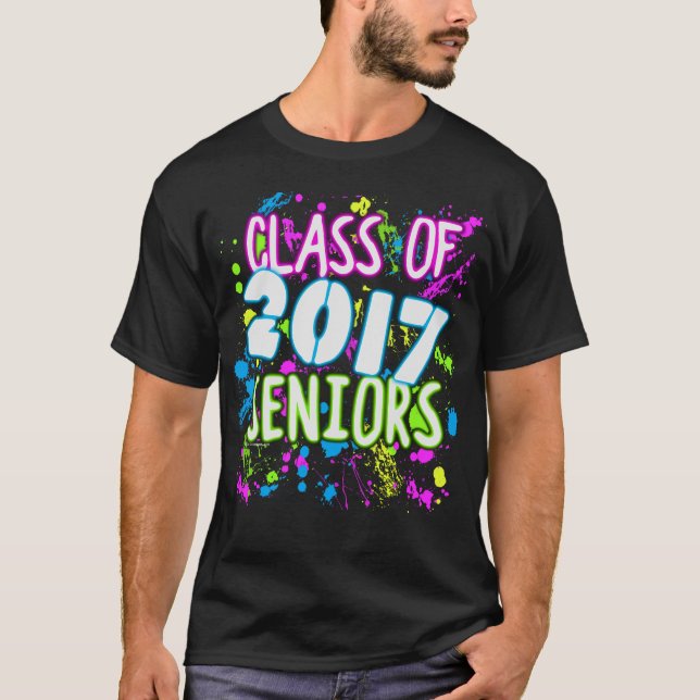 Neon Graffiti Class of 2017 Seniors Abschluss T-Shirt (Vorderseite)
