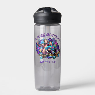 Neon Graffiti Cool Mom & Son Skateboard Water Bott Trinkflasche