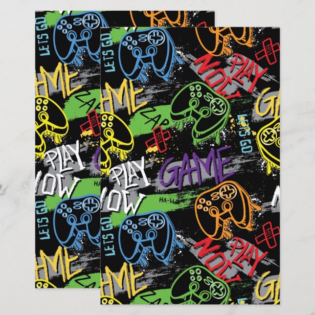 Neon-Graffiti-Gaming-Muster (Vorne/Hinten)