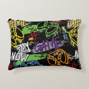 Neon-Graffiti-Gaming-Muster Dekokissen