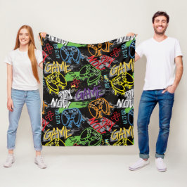 Neon-Graffiti-Gaming-Muster Fleecedecke