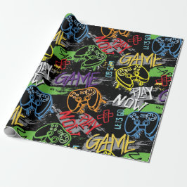 Neon-Graffiti-Gaming-Muster Geschenkpapier