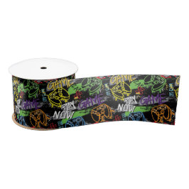Neon-Graffiti-Gaming-Muster Satinband