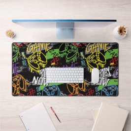 Neon-Graffiti-Gaming-Muster Schreibtischunterlage