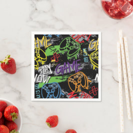 Neon-Graffiti-Gaming-Muster Serviette