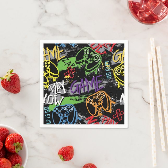 Neon-Graffiti-Gaming-Muster Serviette (Beispiel)