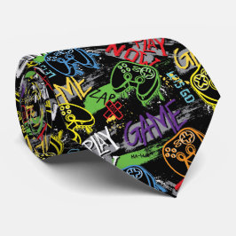 Neon Graffiti Gaming Pattern Krawatte