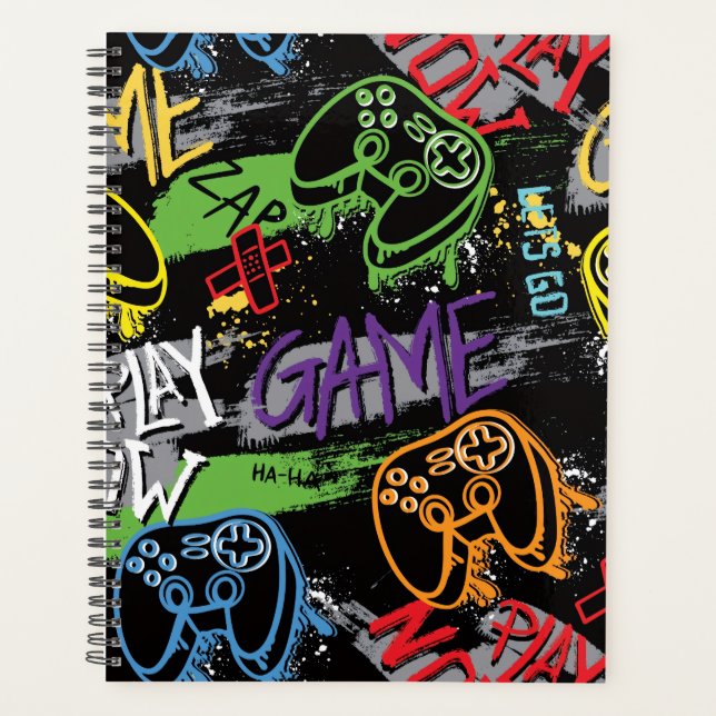 Neon Graffiti Gaming Pattern Planer (Vorderseite)