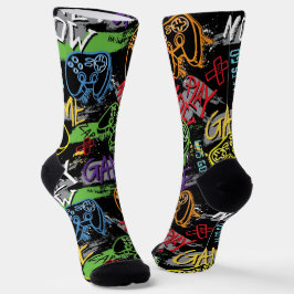 Neon Graffiti Gaming Pattern Socken
