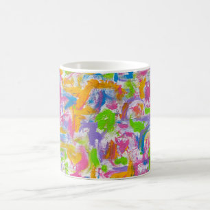 Neon-Graffiti-Handgemalte abstrakte Pinselstriche Kaffeetasse