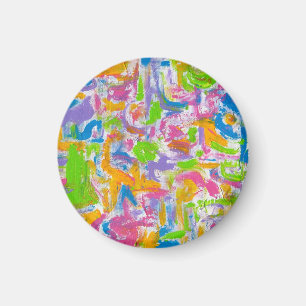 Neon-Graffiti-Handgemalte abstrakte Pinselstriche Magnet