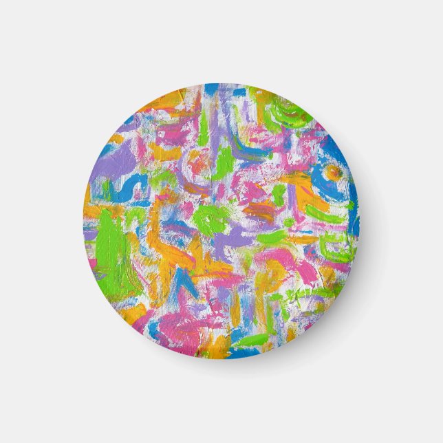 Neon-Graffiti-Handgemalte abstrakte Pinselstriche Magnet (Vorne)