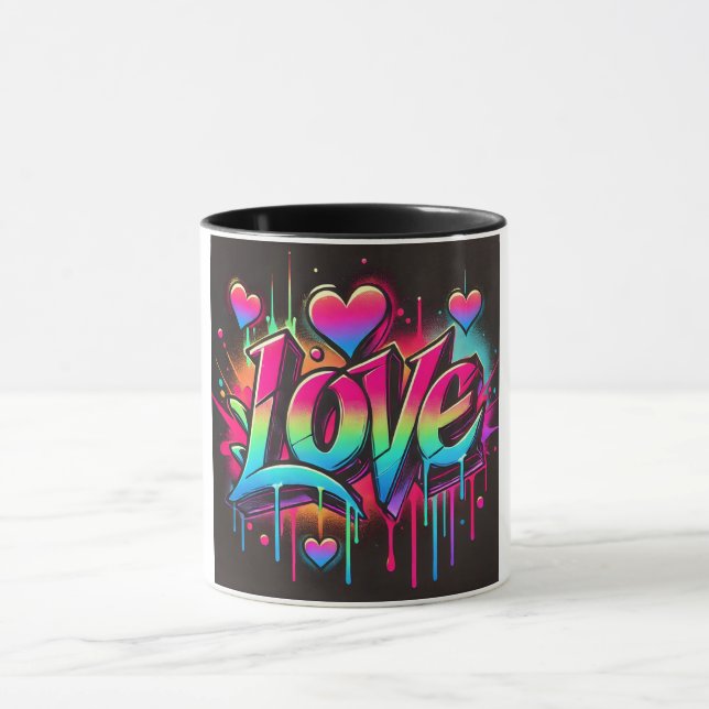 Neon Graffiti Liebe Street Art Tasse (Zentrum)