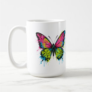 Neon-Graffiti-Schmetterling 15 oz Tasse