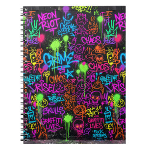Neon-Graffiti-Street-Art-Collage-Muster Notizblock