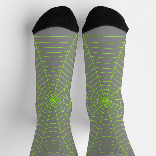 Neon graues Spinnennetz Halloween Socken (Oben)