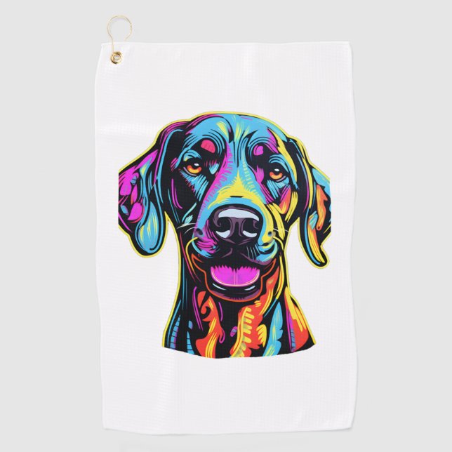 Neon Great Dane Golfhandtuch (Vorderseite)