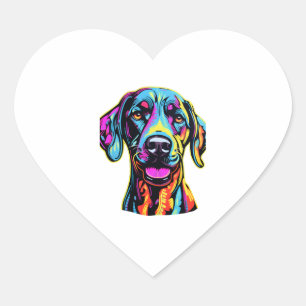 Neon Great Dane Herz-Aufkleber