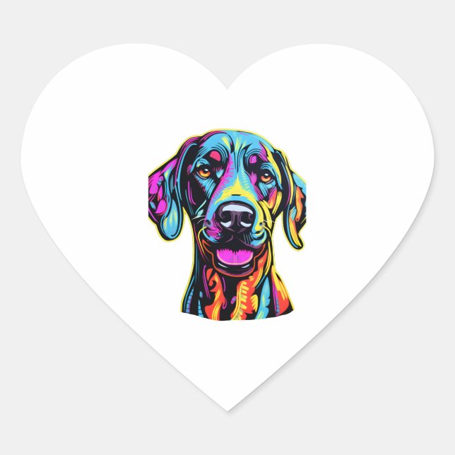 Neon Great Dane Herz-Aufkleber (Vorderseite)