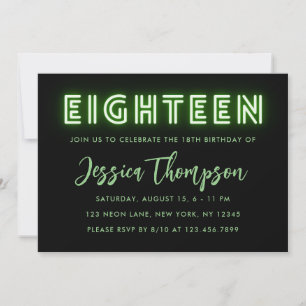 Neon Green 18. Geburtstag Einladung