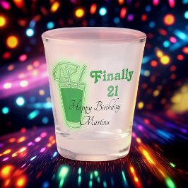 Neon Green 21. Geburtstag Schnapsglas