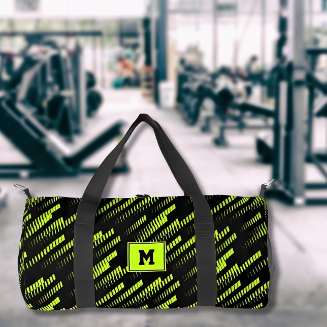 Neon Green Abstrakt Geometric Custom Gym Sports Duffle Bag (Von Creator hochgeladen)