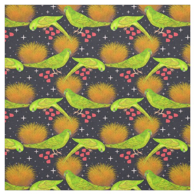 Neon green Australian Parrots Stoff (Muster)