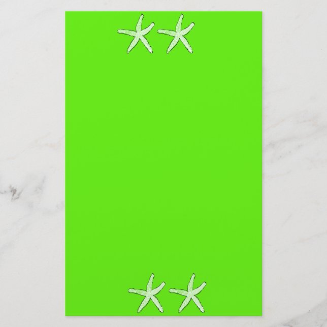 Neon Green Background Starfish Seastars Beach 2020 Briefpapier (Vorderseite)