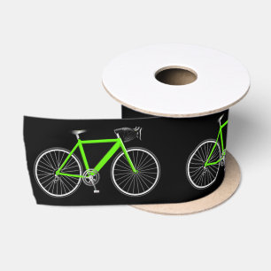 Neon Green Bicycle on Black Satinband