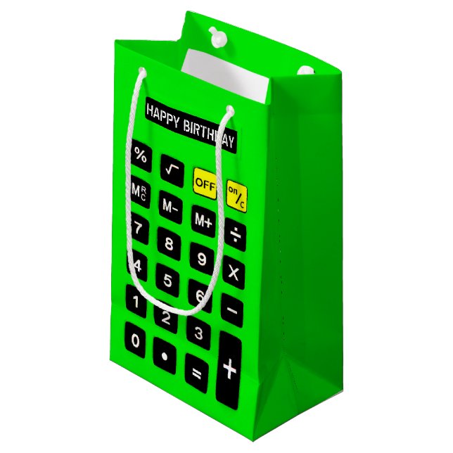 Neon Green Birthday Calculator Kleine Geschenktüte (Vorderseite Schrägansicht)