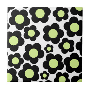Neon Green Black Blume Fliese