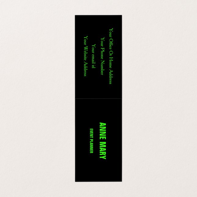 Neon Green Black Custom Color Weddings Moderne Coo Visitenkarten (Außenseite Aufgefaltet)
