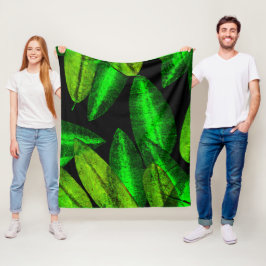 Neon Green Blätter Art. Jetzt kaufen Fleecedecke