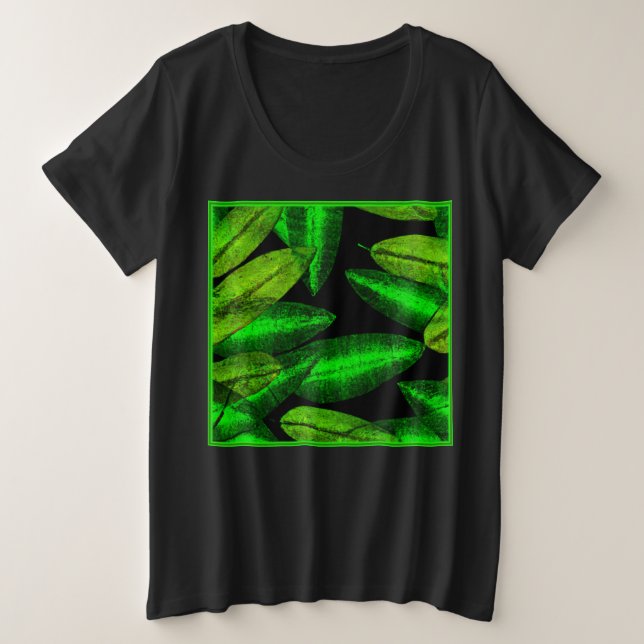Neon Green Blätter Art. Jetzt kaufen Große Größe T-Shirt (Design vorne)