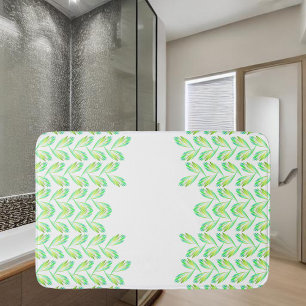 Neon Green Blätter - Fraktal Art, Badematte
