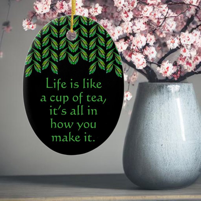 Neon green Blätter - Fraktal Art, irisches Sprichw Keramik Ornament (Von Creator hochgeladen)