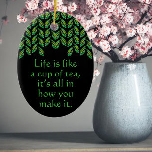 Neon green Blätter - Fraktal Art, irisches Sprichw Keramik Ornament