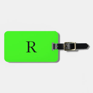 Neon Green Bright farbenfrohe Monogram Initial Tex Gepäckanhänger