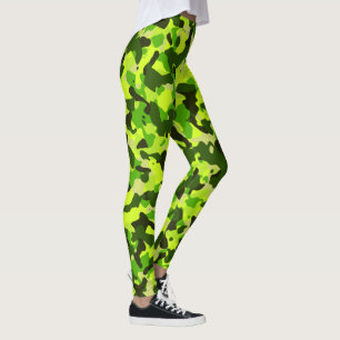 Neon Green Camouflage Pattern Gym Yoga Leggings