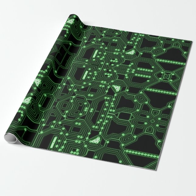 Neon Green Circuit Board | Benutzerdefiniert Geschenkpapier (Ungerollt)