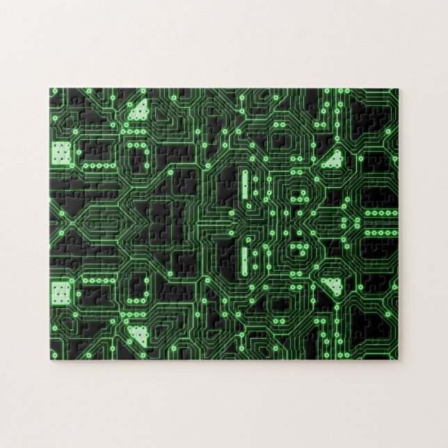 Neon Green Circuit Board | Herausforderung Puzzle (Horizontal)