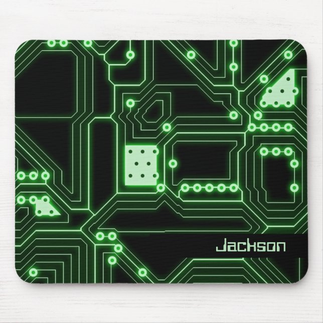 Neon Green Circuit Board | PERSONALISIERT Mousepad (Vorne)