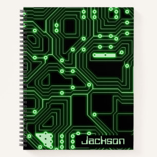 Neon Green Circuit Board   Personalisierte Spirale Notizbuch