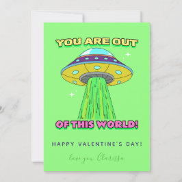 Neon Green Colorful UFO Funny Valentine's Day Cool Feiertagskarte