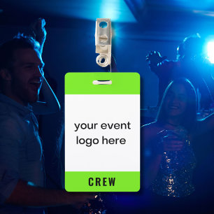 Neon Green Crew Staff Event Abzeichen Ausweis